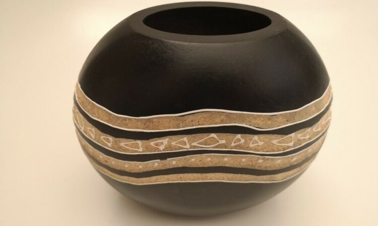 African Textured Home Decor Wooden Vase - Decorative Vase