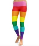 Women Colorful Multicolor Rainbow Stripe Slim Jeggings Yoga Party Pants Leggings