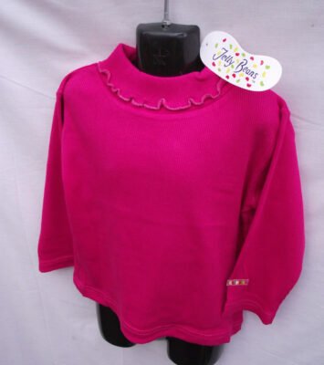 BNWT Girls Sz 1 (12 Months) Hot Pink Jelly Beans Stretch Long Sleeve Skivvy Top