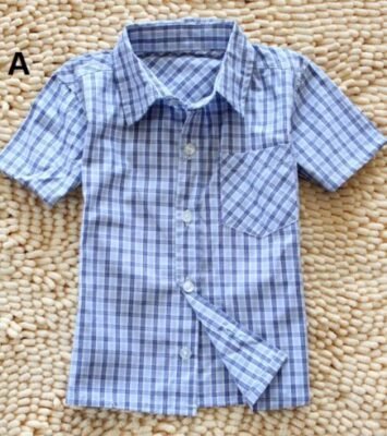 NEW Toddler Boys Gingham Check Cotton Plaid Shirt Top Size 2/3/4/5