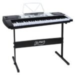 Alpha 61 Keys Electronic Piano Keyboard LED Electric Silver with Music