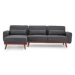 Willow Faux Velvet Sofa Bed Couch Lounge Chaise Cushions Dark Grey