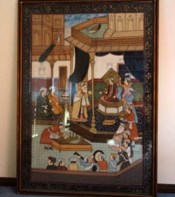 Best Traditional Indian Mughal Silk Painting. Artwork Framed W800 x H1120 near me - Bradbury