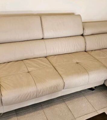 Best NICK SCALI Genuine Leather Couch. Cream Leather Sofa Lounge RRP $4990 near me - Darch WA