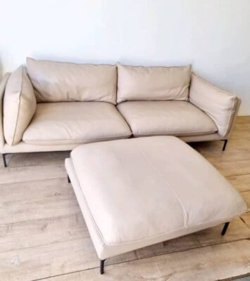 Best Freedom Panama 3 Seater Leather Lounge Sofa and Ottoman RRP $4000 near me - Altona
