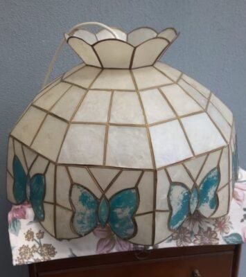 Best retro capiz shell ceiling lamp shade with butterflies near me - Lighting