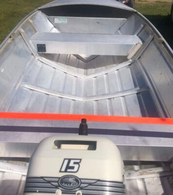 Best Tinny 3.3m Johnson 15hp good condition near me - Greenleigh