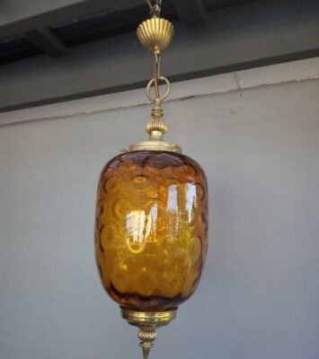 Best retro amber 70s pendant ceiling lamp $80 each near me - Home & Garden