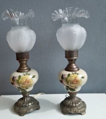 Best pair of retro side table lamps with glass ballerina shades near me - Table & Desk Lamp